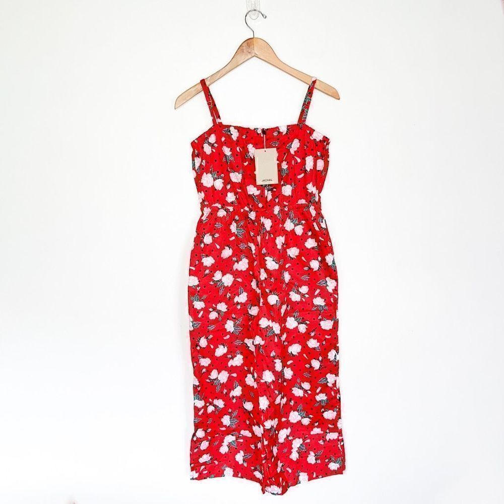 Monki ASOS Women’s Red Floral Polka Dot Spaghetti Strap Jumpsuit